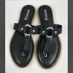 Sperry Top Sider Carolina Leather Sandals Women’s Size 8 Black Thong Flip flops